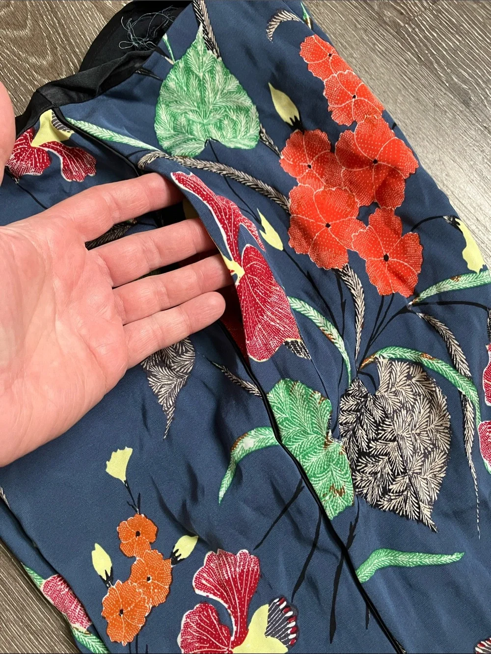 Diane Von Furstenberg Navy Floral Wide-Leg Pants